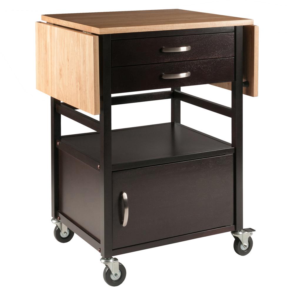 Bellini Kitchen Cart Natural/Coffee Finish