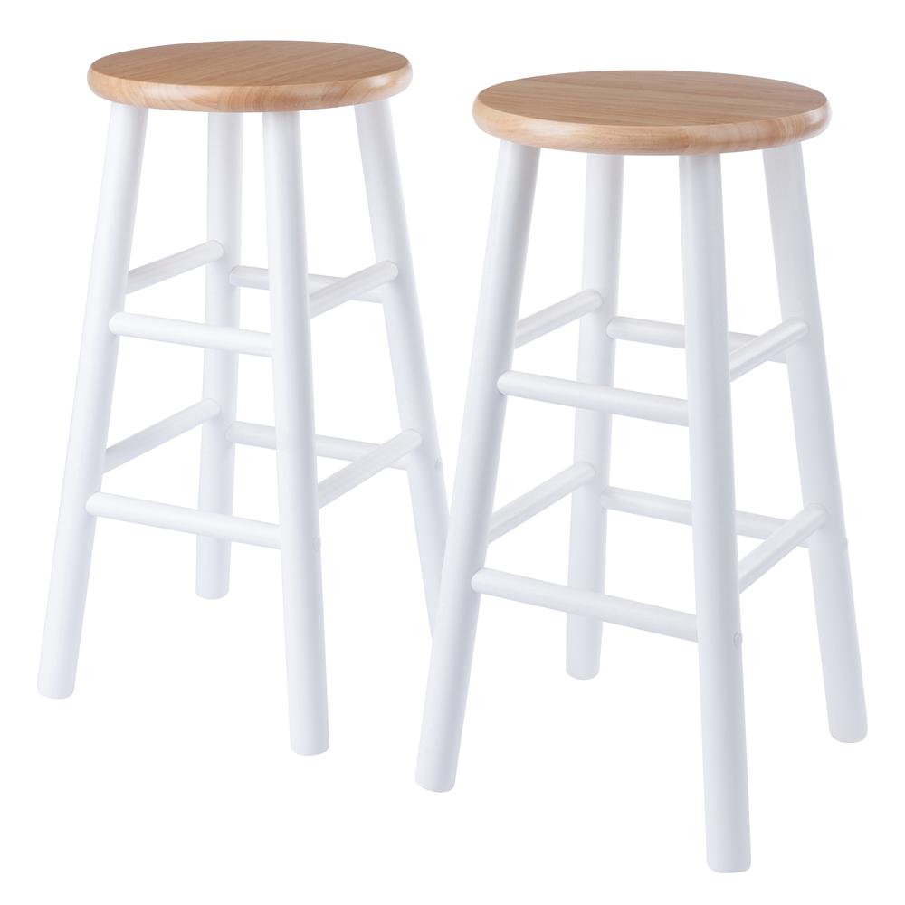 Huxton 2-Pc Counter Stools, 24", Natural & White