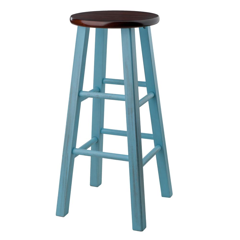 Ivy 29" Bar Stool Rustic Light Blue w/ Walnut Seat