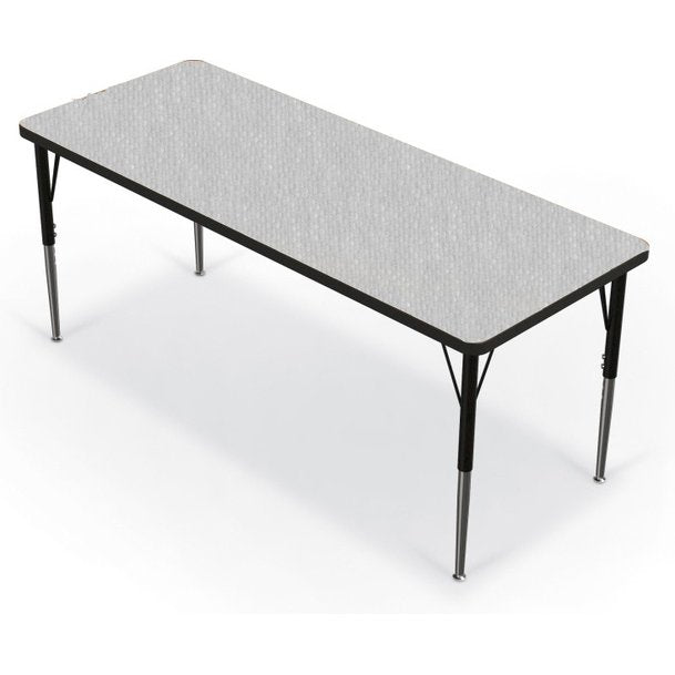 Activity Table - 24"X60" Rectangle - Gray Nebula Top Surface - Black Edgeband