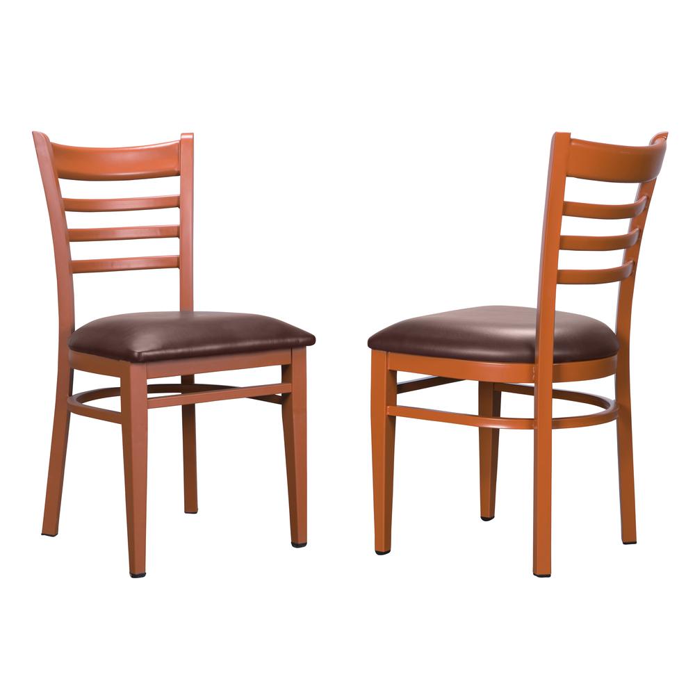 Baxter Metal Side Chair Honey  Burgundy Set Of 2