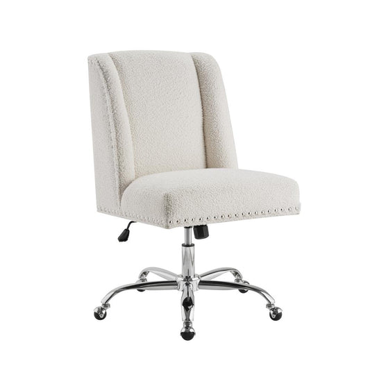 Draper Upholstered Swivel Office Chair, Sherpa