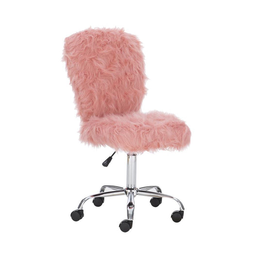 Faux Flokati Armless Office Chair Blush