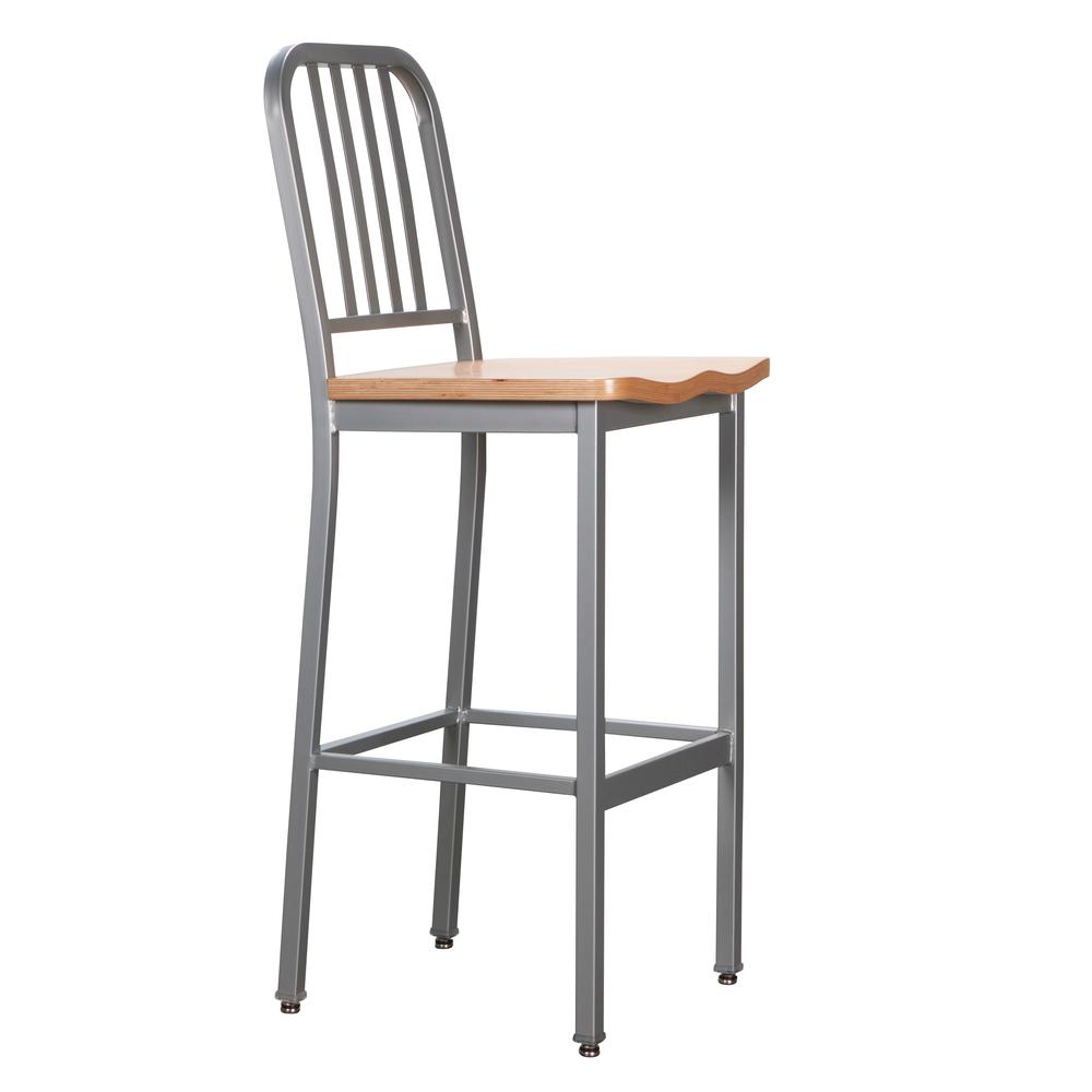 Frazier Metal Barstool Silver Set Of 2