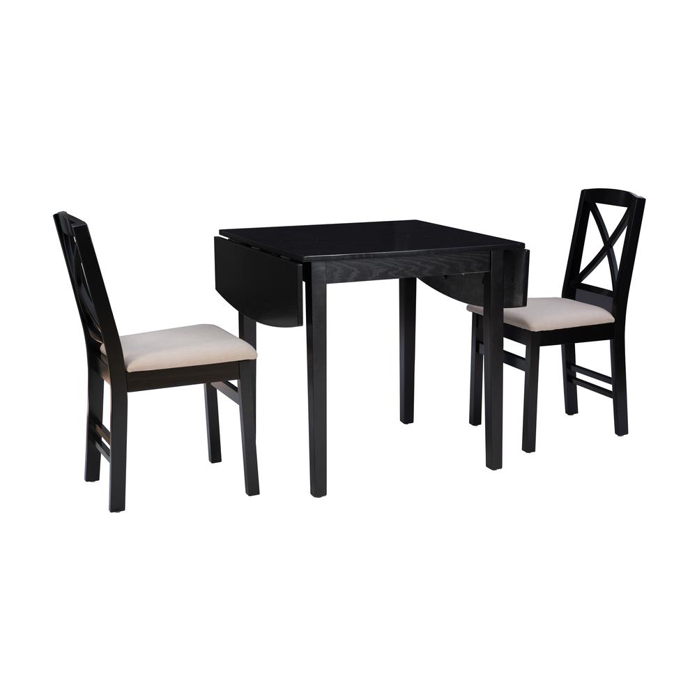 Torino 3Pc Drop Leaf Dining Set Black