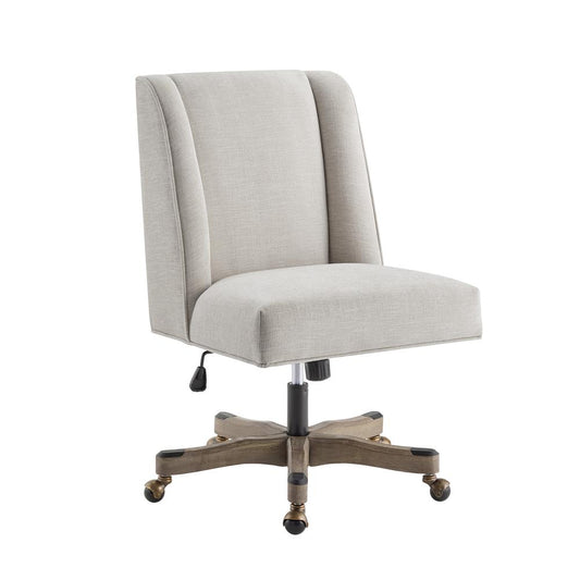 Draper Upholstered Swivel Office Chair, Natural Linen