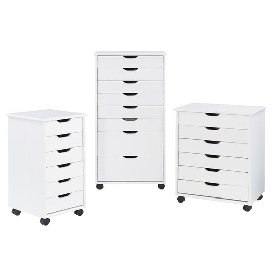 Cary Six Drawer Rolling Storage Cart, White Wash