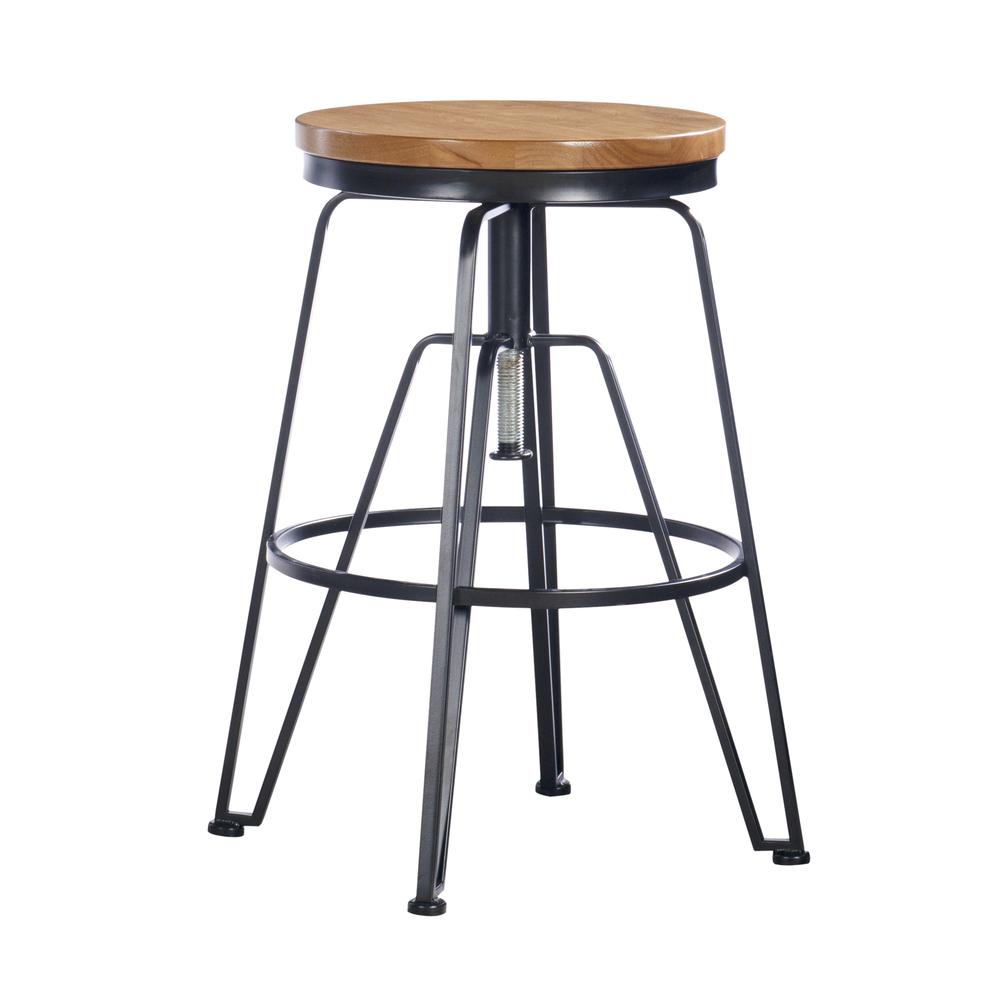 Black Metal And Wood Stool