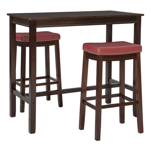 Claridge 3Pc Bar Set Brown Red