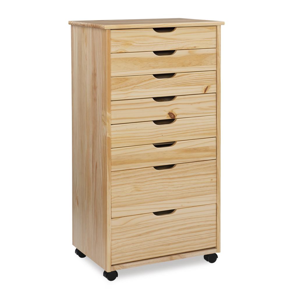 Cary Eight Drawer Rolling Storage Cart, Natural