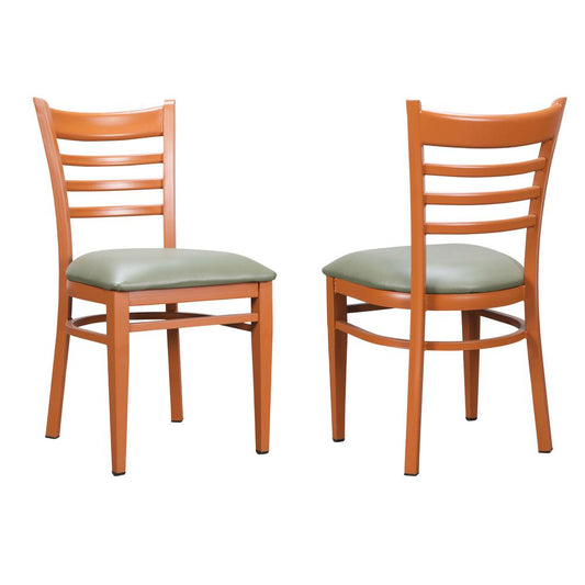 Baxter Metal  Side Chair Honey/ Green Set Of 2