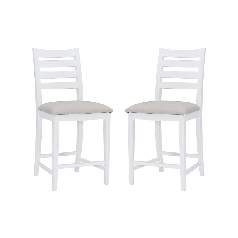 Flynn Counter Stool White Upholstered Set Of 2