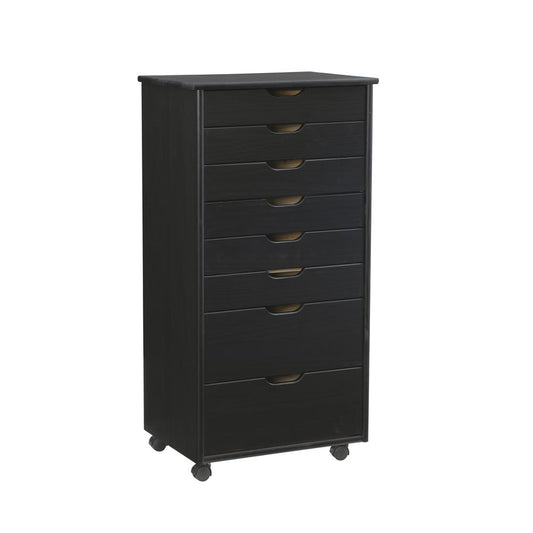 Cary Eight Drawer Rolling Storage Cart, Black