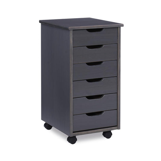 Cary Six Drawer Rolling Storage Cart, Grey