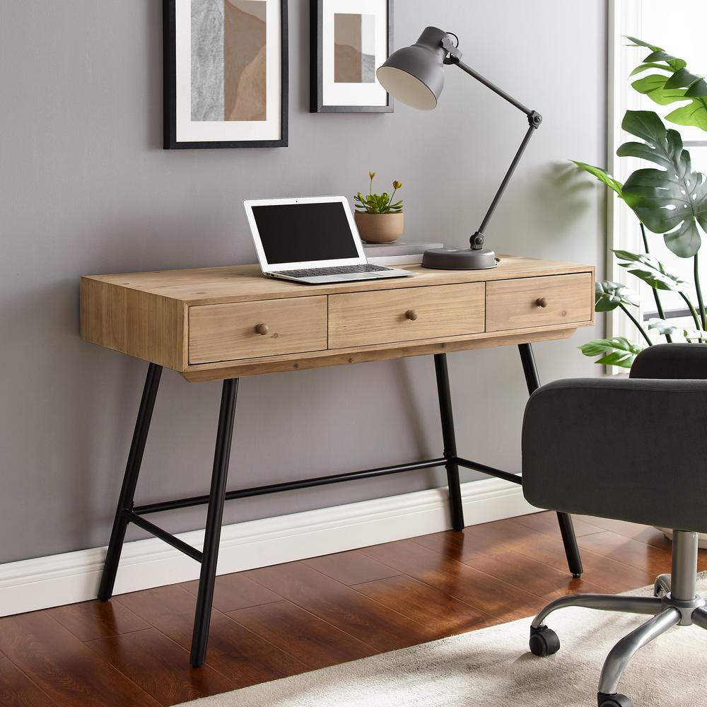 Cailan 3 Drawer Desk Black