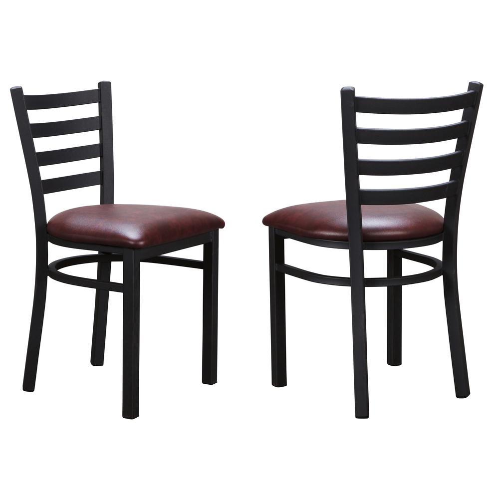 Baxter Metal Side Chair Black Burgundy Set Of 2