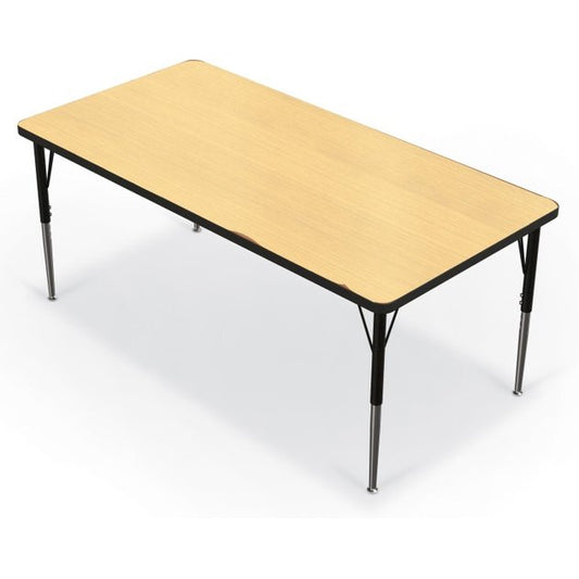 Activity Table - 30"X60" Rectangle - Fusion Maple Top Surface - Black Edgeband