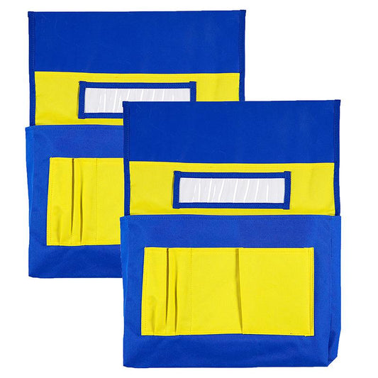 Chairback Buddy Pocket Chart, Blue/Yellow, Pack of 2