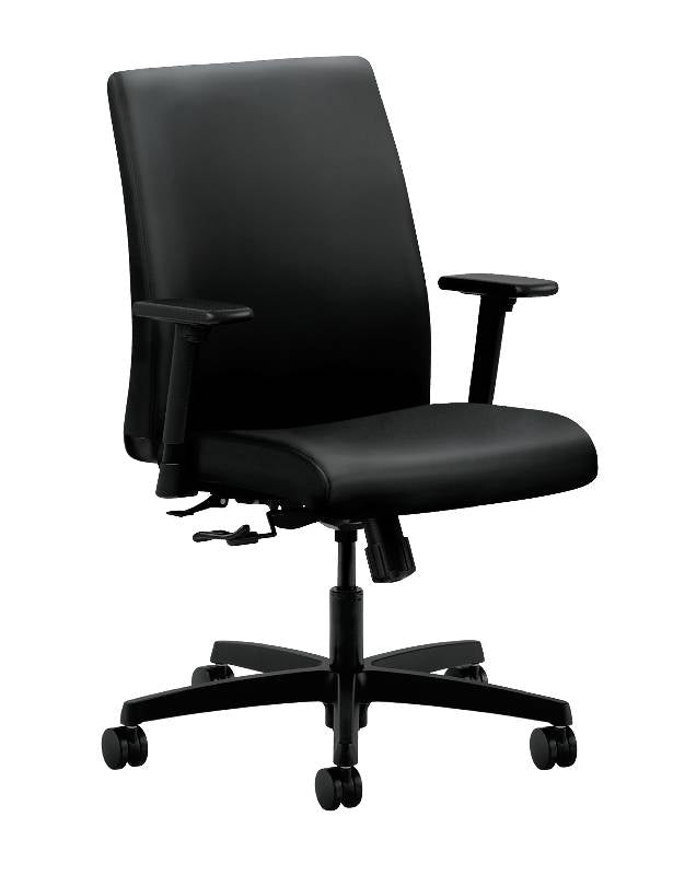 Ignition Low-Back Task Chair | Center-Tilt | Adjustable Arms | Black Fabric