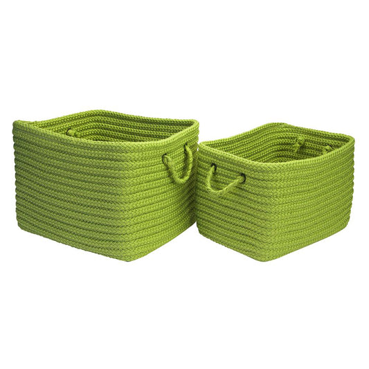 Modern Farmhouse Braided Mudroom 2-Piece Storage Set - Apple Green