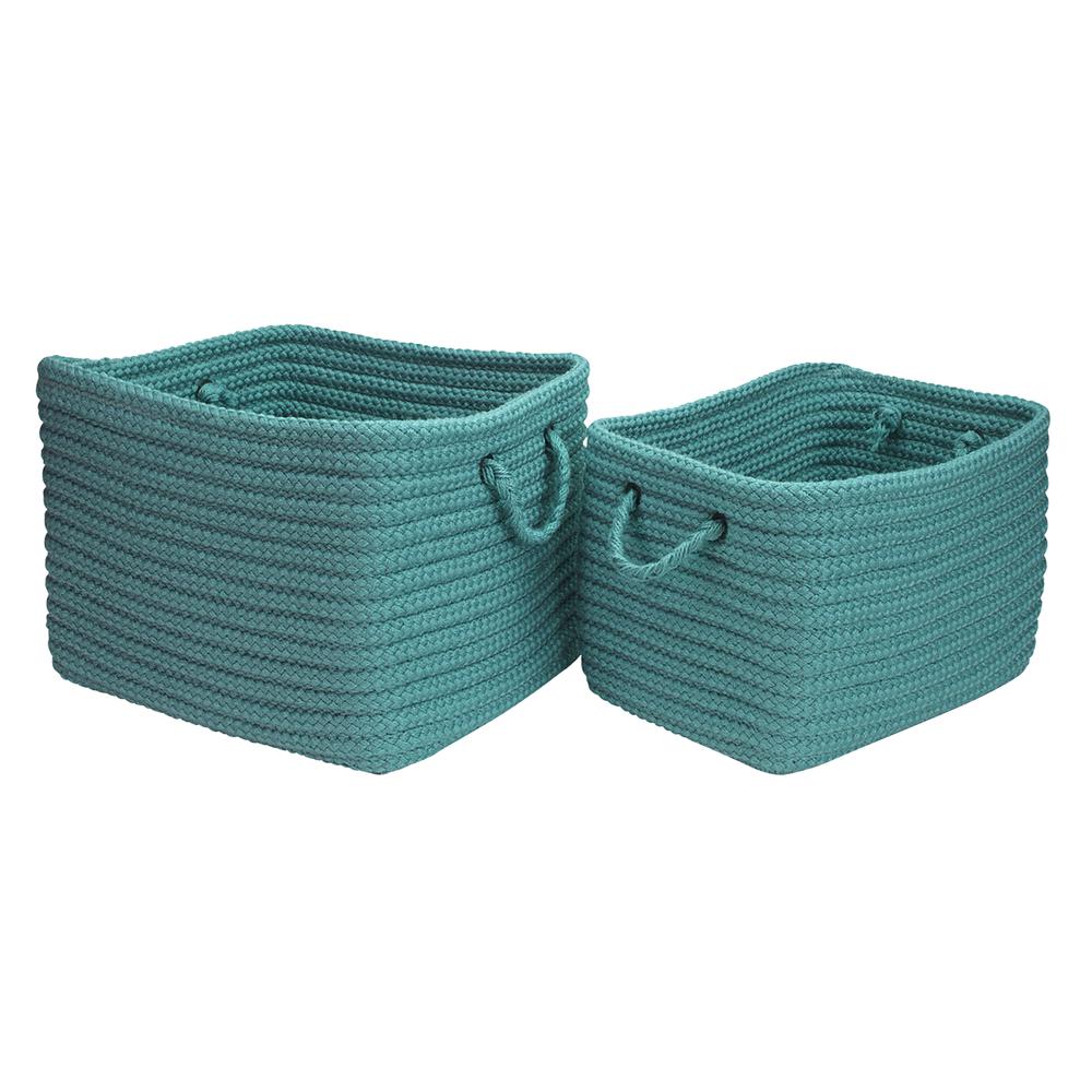 Modern Farmhouse Braided Mudroom Storage - Aqua 12"x10"x8"