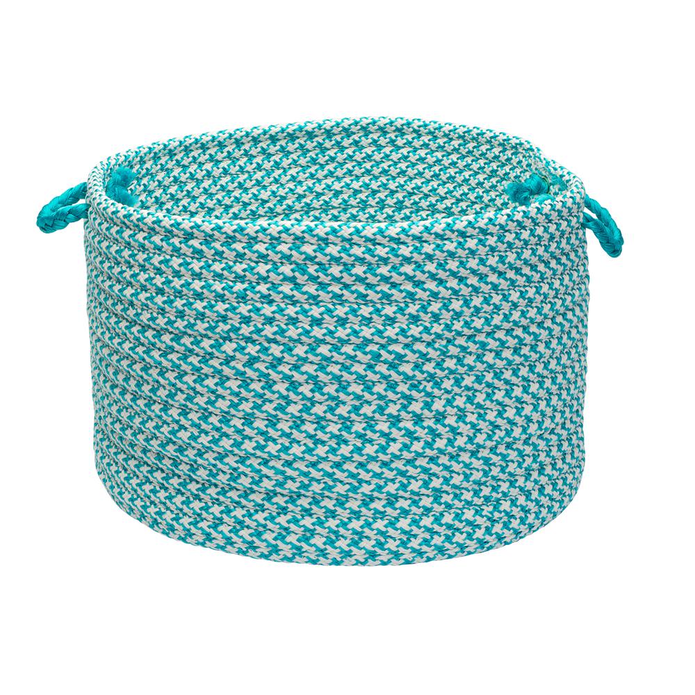 Outdoor Houndstooth Tweed- Turquoise 14"x10" Utility Basket