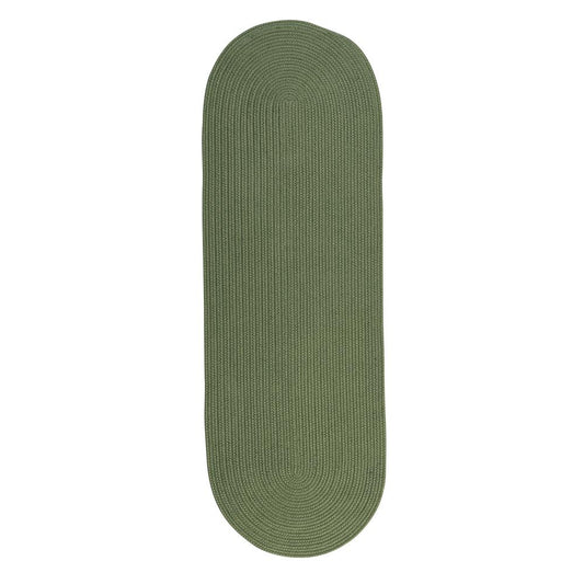 Reversible Flat-Braid (Oval) Runner - Moss Green 2'4"x13'