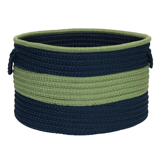 Color Block Round Basket - Navy/Green 14"x10"