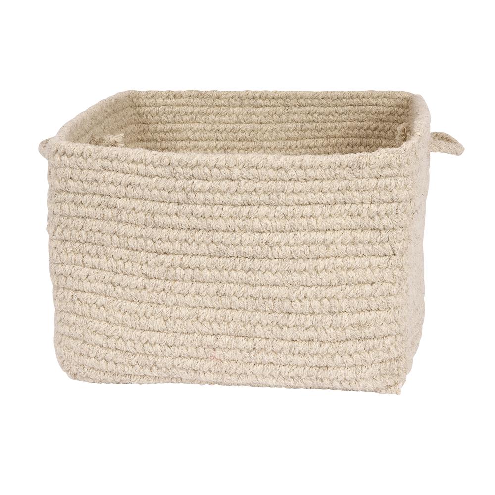 Chunky Natural Wool Square Basket - Light Gray 12"x8"