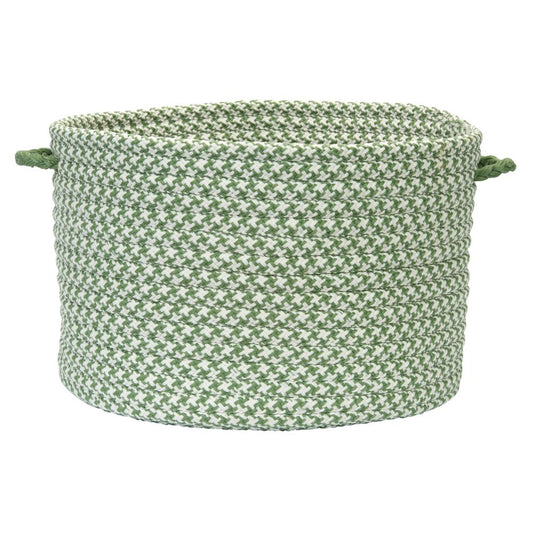 Outdoor Houndstooth Tweed - Leaf Green 18"x12" Utility Basket