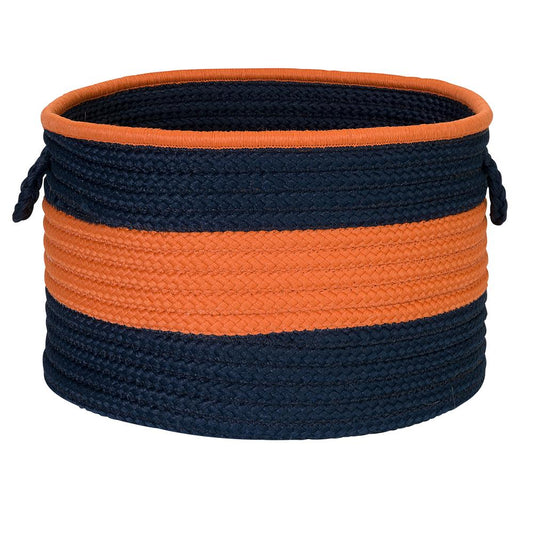 Color Block Round Basket - Navy/Orange 18"x12"