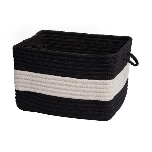 Rope Walk Basket - Black/White 18"x18"x18"x12"