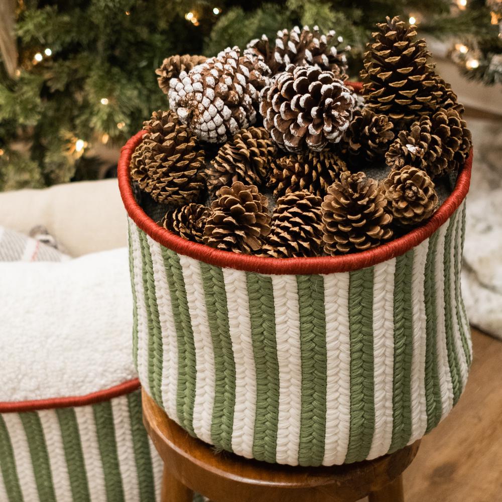 Comet Stripe Christmas Basket - Green Multi 12"x12"x8"