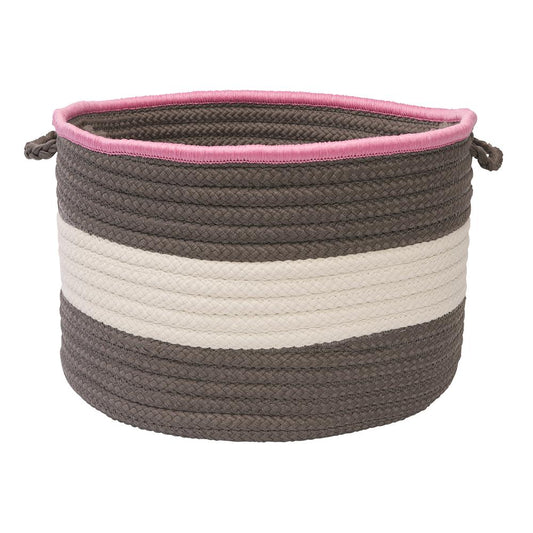 Color Block Round Basket - Pink/Gray 18"x12"