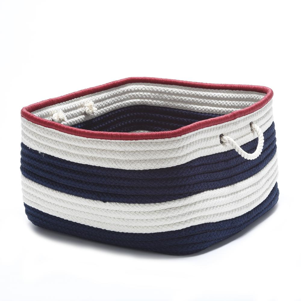 Nautical Stripe Navy/Red RECT 18x18x12