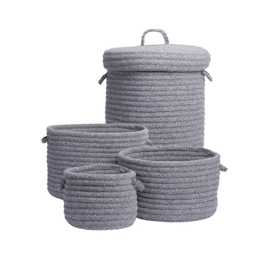 Dre Braided Wool  4-Piece Basket Set - Light Grey