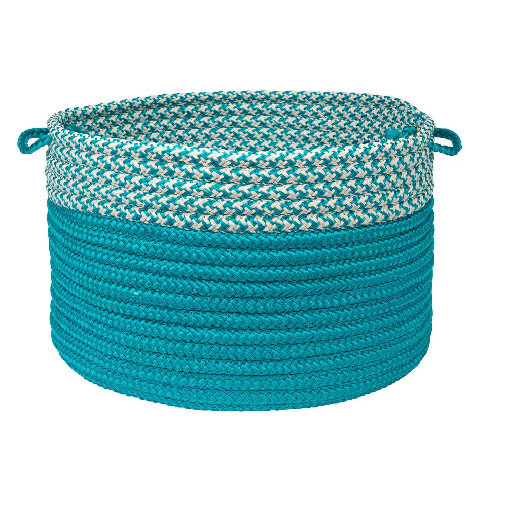 Houndstooth Dipped Basket - Turquoise 18"x12"