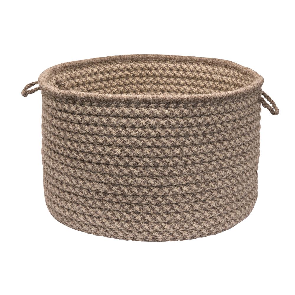 Natural Wool Houndstooth - Latte 18"x12" Utility Basket