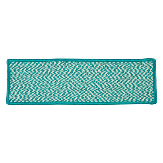 Outdoor Houndstooth Tweed - Turquoise Stair Tread (set 13)