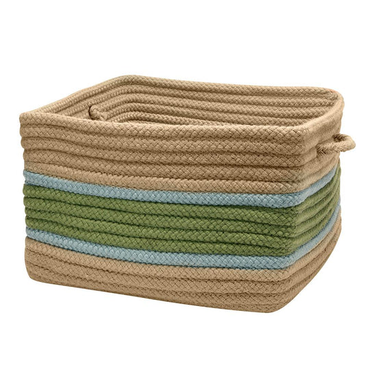 Garden Banded - Moss/Fed Blue 24"x14" Square Storage Basket