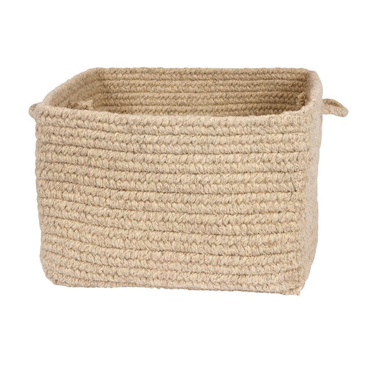 Chunky Natural Wool Square Basket - Light Beige 14"x10"