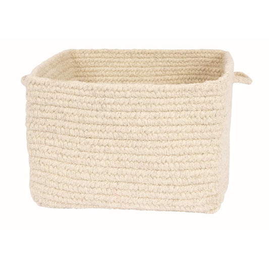 Chunky Natural Wool Square Basket - Natural 18"x12"