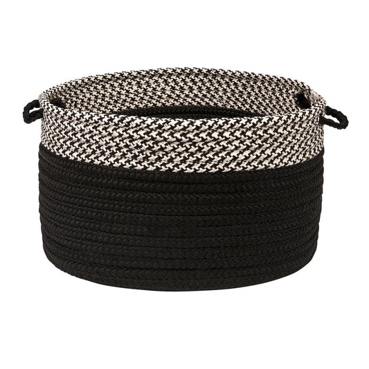 Houndstooth Dipped Basket - Black 14"x10"