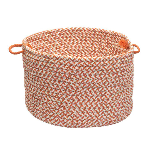 Outdoor Houndstooth Tweed - Orange 18"x12" Utility Basket