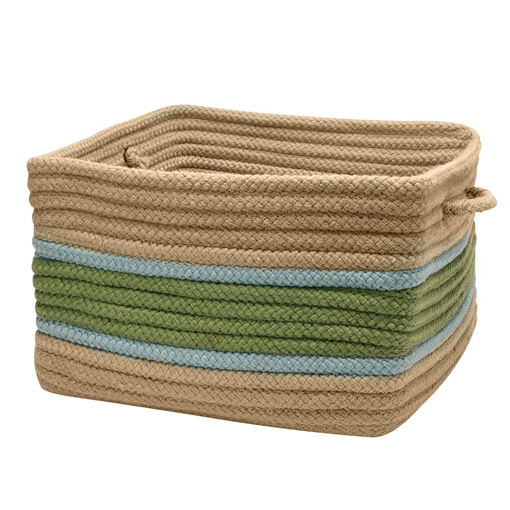 Garden Banded - Moss/Fed Blue 18"x12" Square Storage Basket