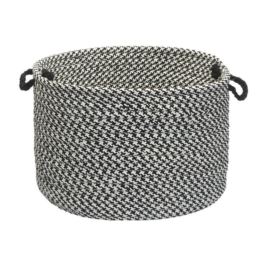 Outdoor Houndstooth Tweed- Black 14"x10" Utility Basket