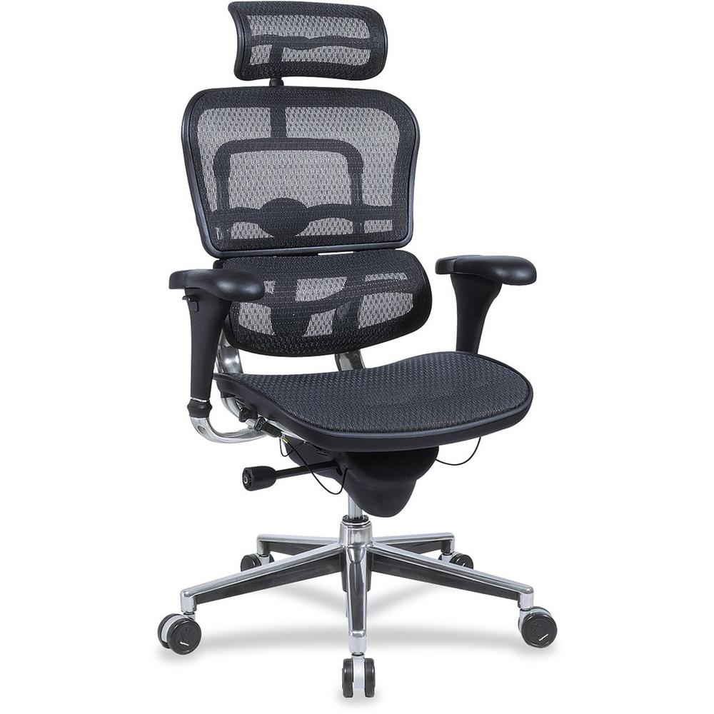 Eurotech Ergohuman ME7ERGW091 Mesh Multifunction Executive Chair - Black Seat - Chrome Aluminum Frame - 5-star Base - 1 Each