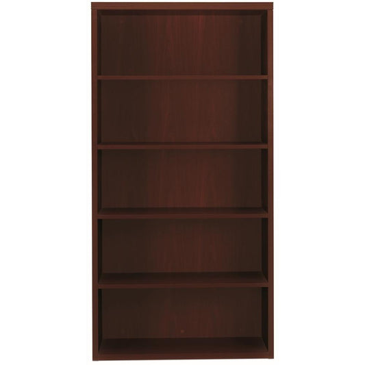 HON Valido H11555 Bookcase - 36" x 13.1" x 71" - 5 Shelve(s) - Ribbon Edge - Finish: Mahogany