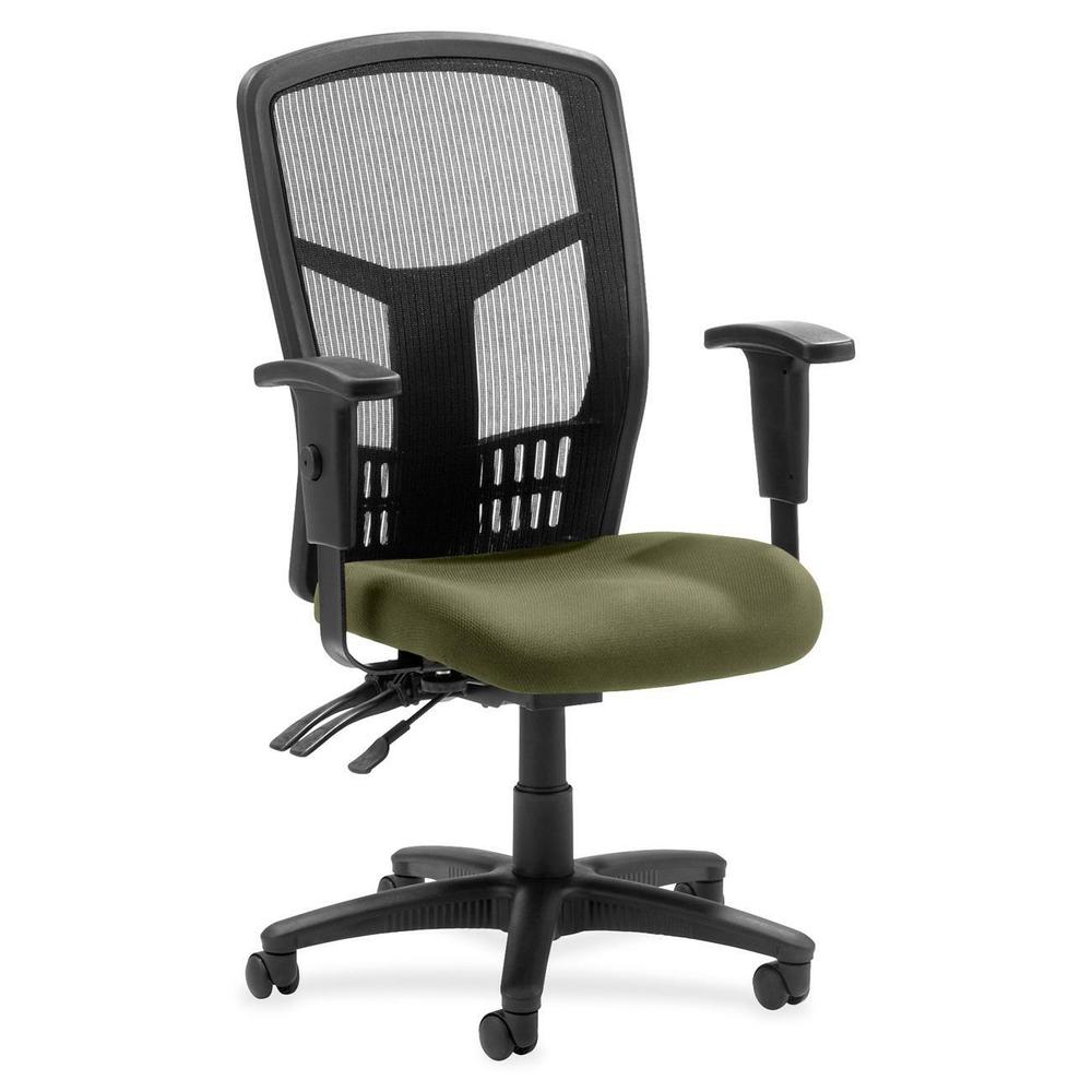 Lorell ErgoMesh Series Executive Mesh Back Chair - Expo Leaf Mesh Fabric Seat - Black Back - Black Frame - 5-star Base - Black - 1 Each