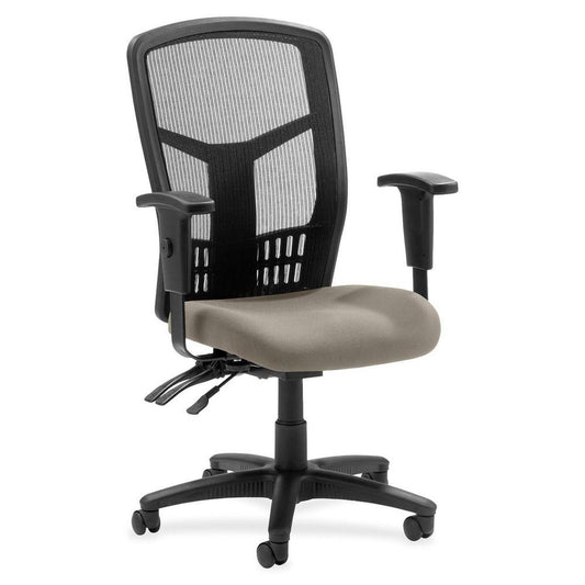 Lorell ErgoMesh Series Executive Mesh Back Chair - Mesh Fabric Seat - Black Back - Black Frame - 5-star Base - Black - 1 Each